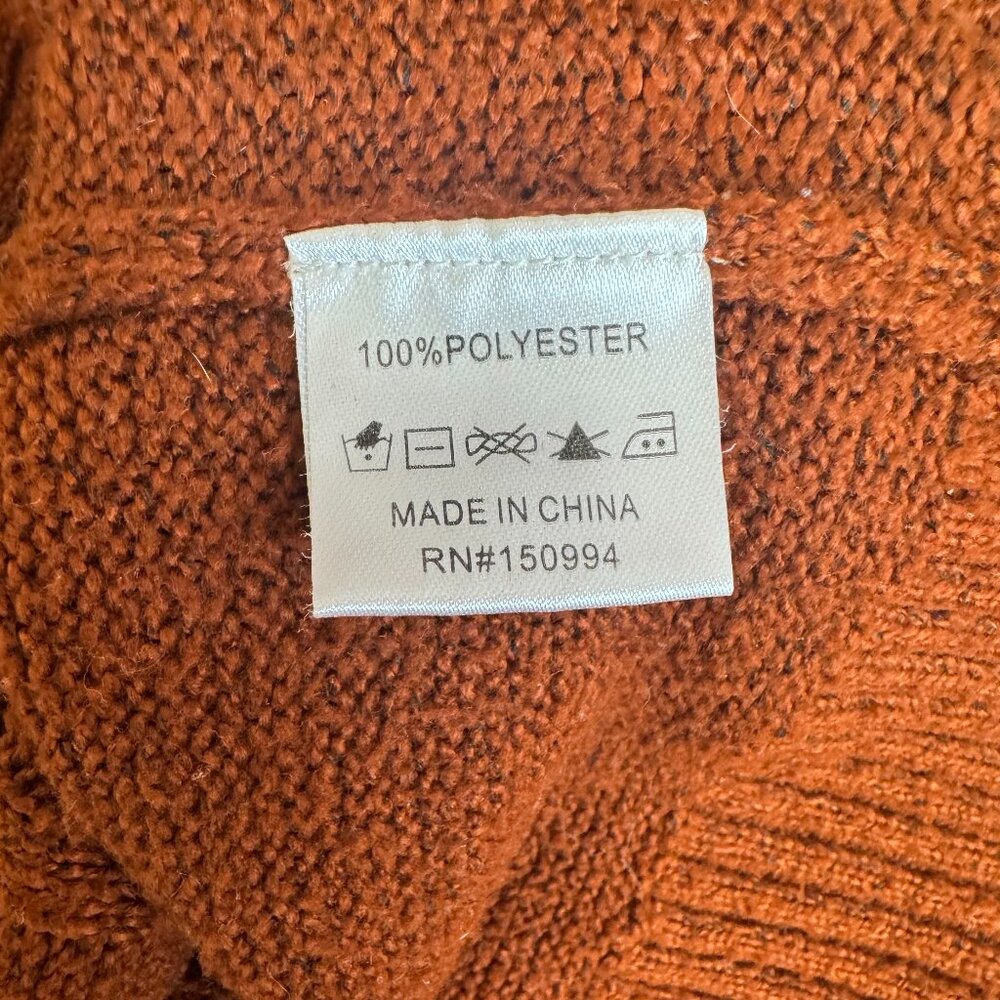 🤎 Belldini Cable Knit Turtleneck Sweater – Rust / Burnt Orange – Size M - Picture 7 of 7